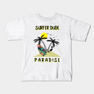 TROPICAL Parasdise Surfer Dude Kids T-Shirt